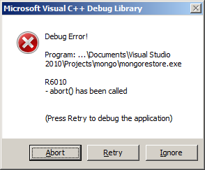 Server 7924 Windows Debug Builds Display Dialog On Abort They Should Just Abort Mongodb Jira